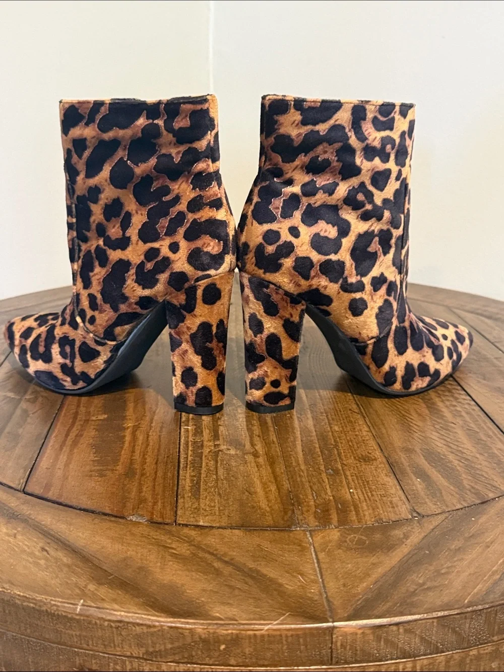 IDIFU Leopard Print Ankle Booties with Gold Zipper